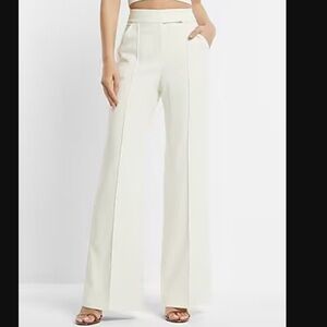 Super High Waisted Pintuck Flare Trouser Pant in Swan
Size:2